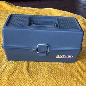 Black Hawk vintage wood stream fishing tackle box or  Tool Box